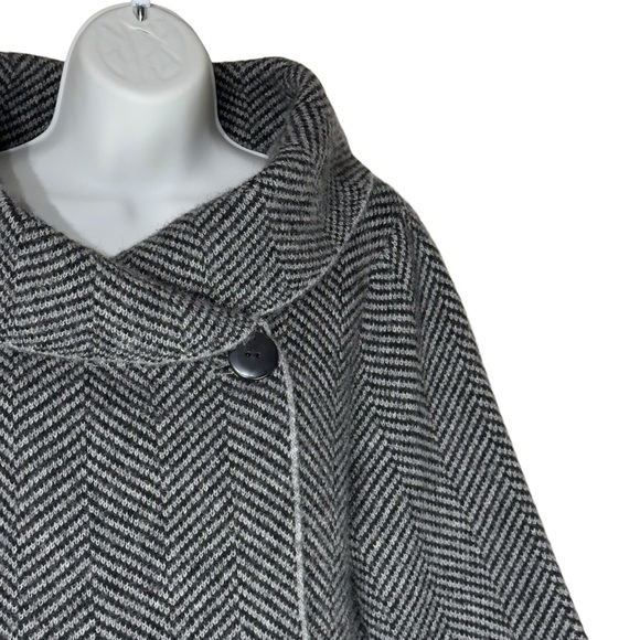 Kenar Black White Herringbone Wool Blend Jacket Large - Picture 6 of 11